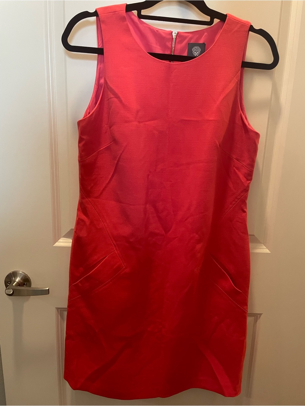 Vince Camuto Classic Sleeveless Sheath Dress in Coral Pink